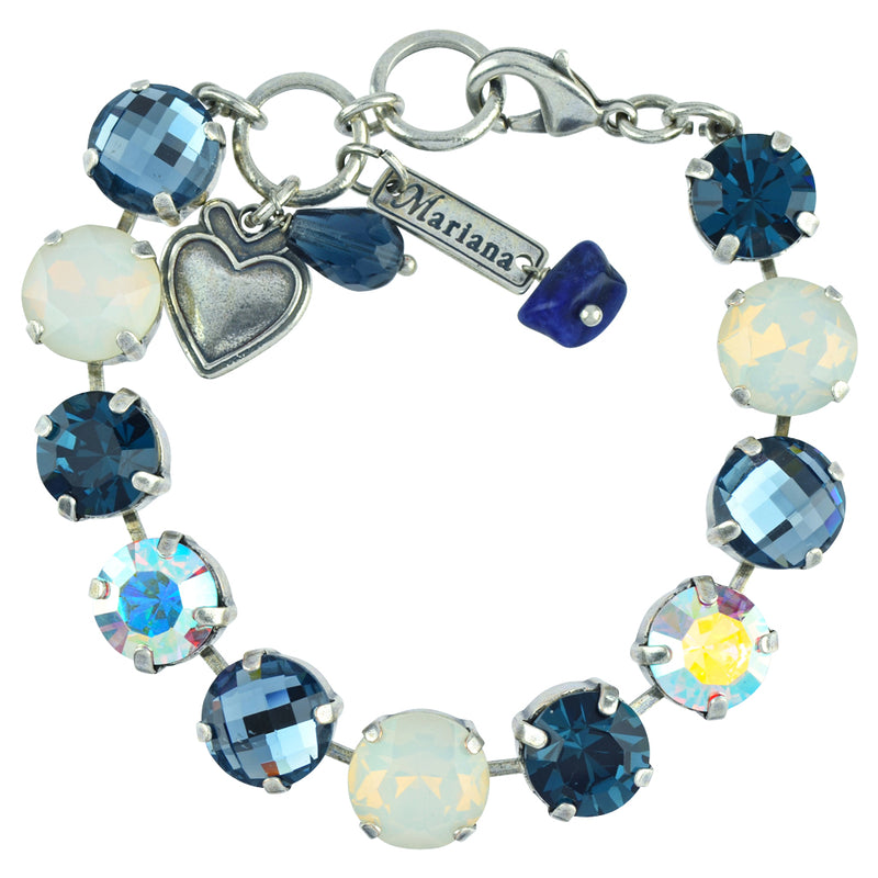 Mariana Jewelry "Mood Indigo" Large Tennis Bracelet, Silver Plated, 8" 4474 1069