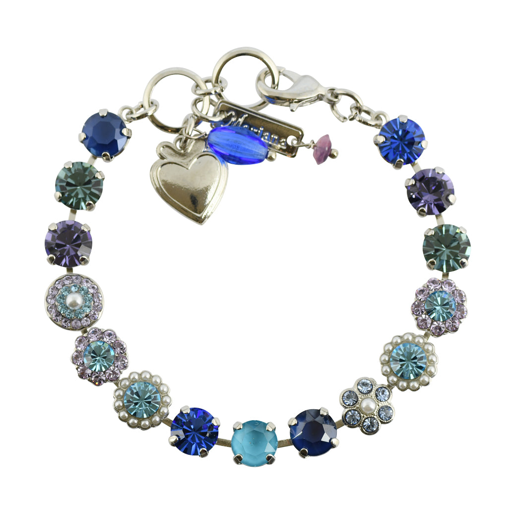 Mariana "Electric Blue" Rhodium Plated Crystal Tennis Bracelet, 8"