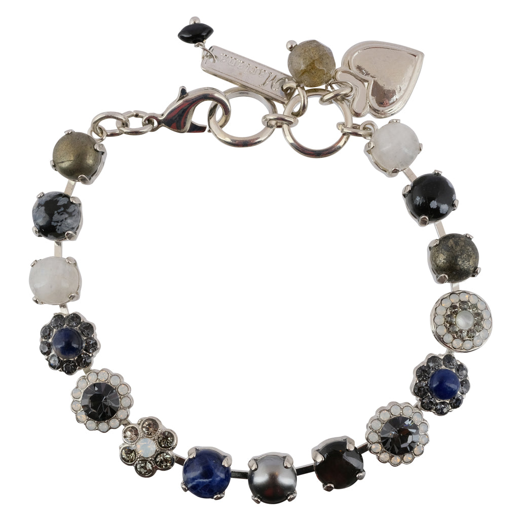 Mariana "Nightfall" Rhodium Plated Crystal Tennis Bracelet, 8"