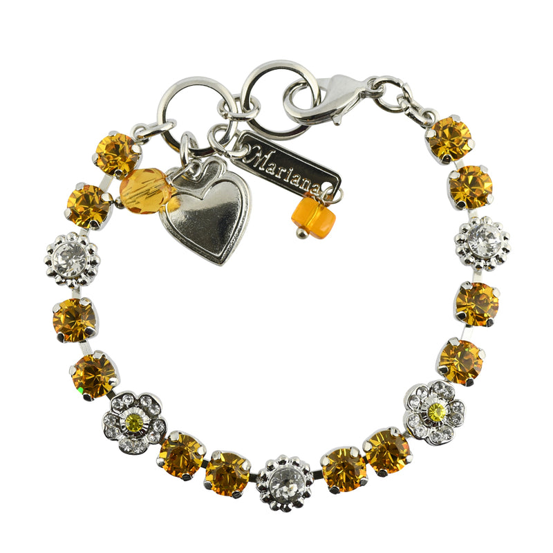 Mariana "Fields Of Gold" Rhodium Plated Crystal Tennis Bracelet, 8"