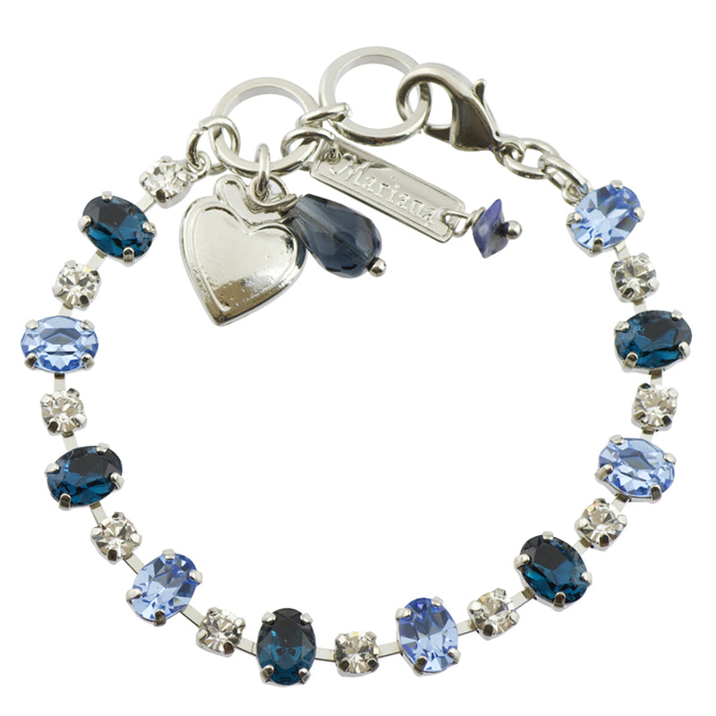 Mariana "Night Sky" Rhodium Plated Oval and Round Crystal Bracelet, 8"