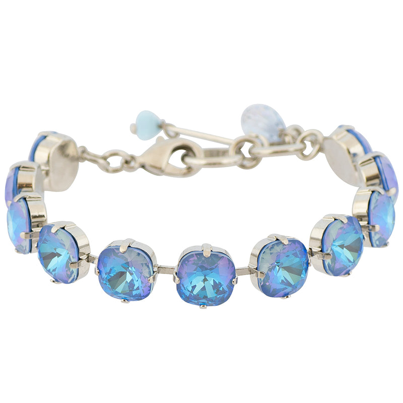 Mariana Sun-Kissed Ocean Rhodium Plated Rounded Square Crystal Bracelet