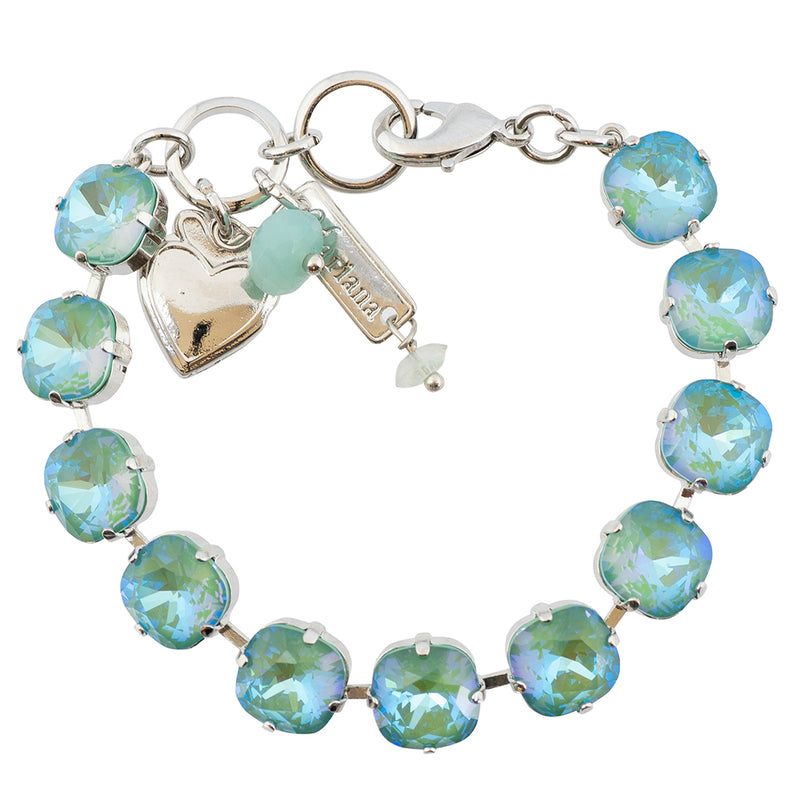 Mariana Sun-Kissed Jade Rhodium Plated Rounded Square Crystal Bracelet