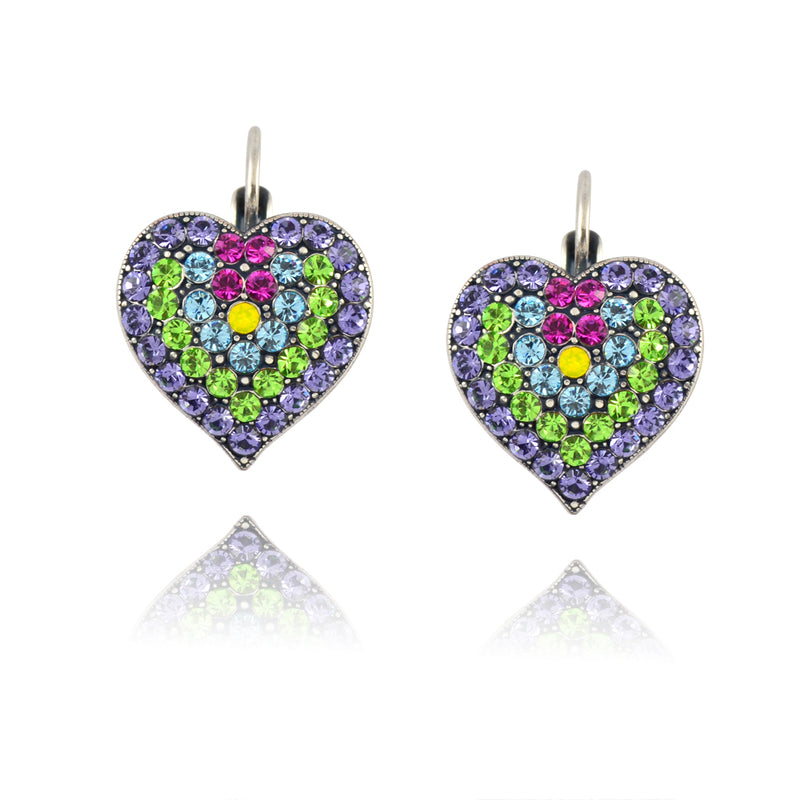 Mariana Jewelry Cuba Heart Drop Earrings, Silver Plated 1007 333-1