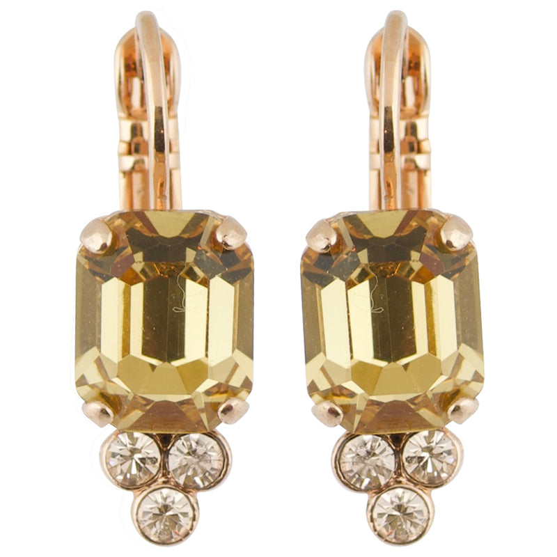 Mariana "Meadow Brown" Rose Gold Plated Crystal Small Rectangle Drop Earrings