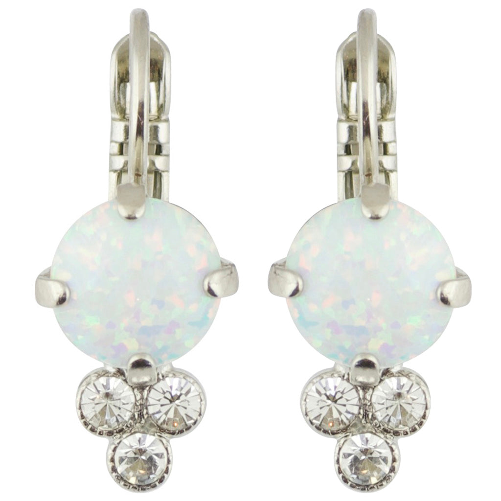 Mariana Rhodium Plated Crystal Round Cluster Drop Earrings