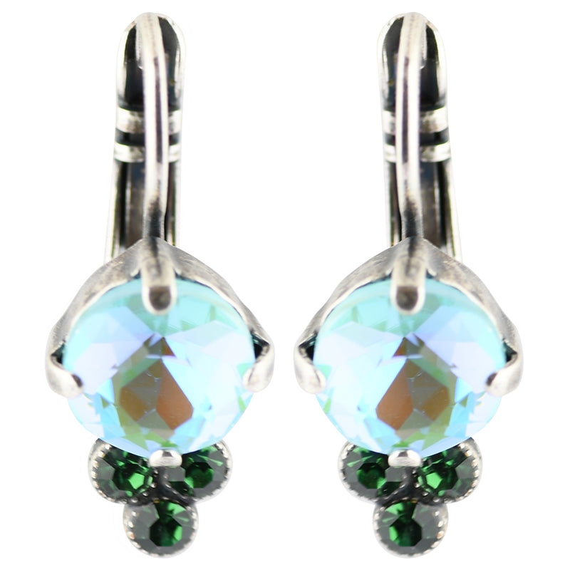 Mariana Ivy Silver Plated Crystal Round Cluster Drop Earrings
