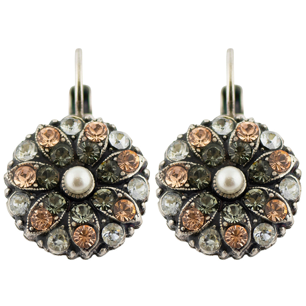 Mariana Jewelry Earl Grey Earrings, Silver Plated with Crystal, Tea Time Collection