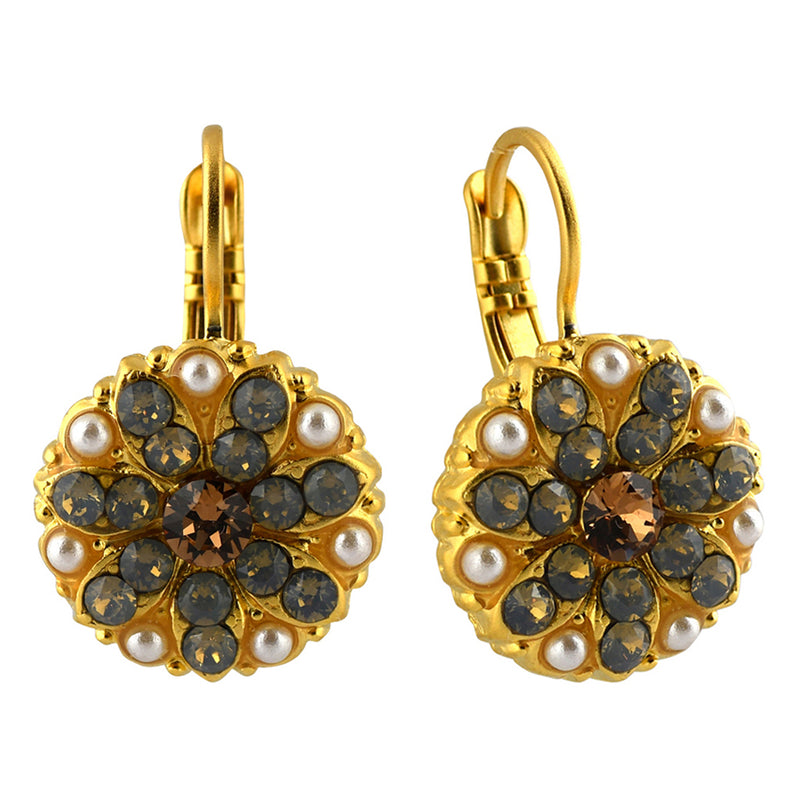 Mariana Jewelry Champagne and Caviar Earrings, Gold Plated with crystal, Nature Collection MAR-E-1029 3911 YG6