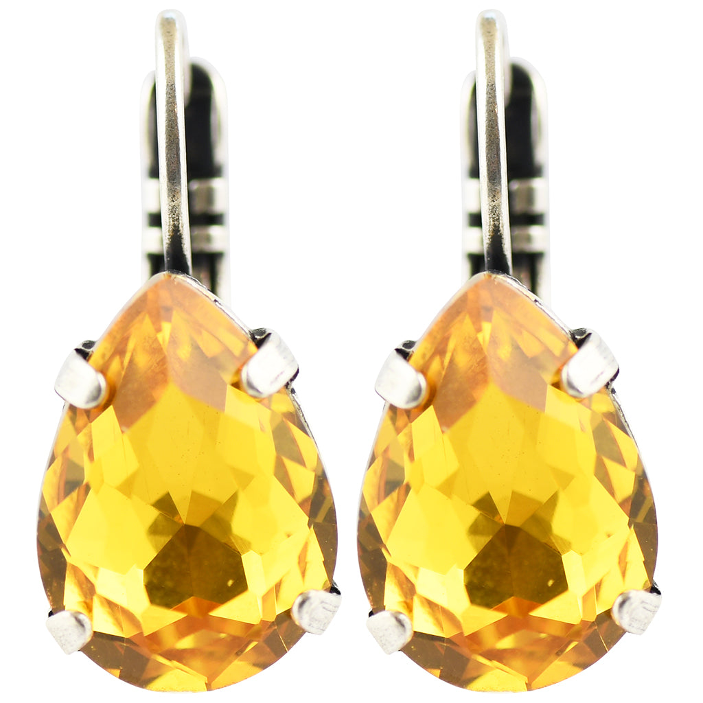 Mariana Silver Plated Raindrop Crystal Drop Earrings in Sunflower
