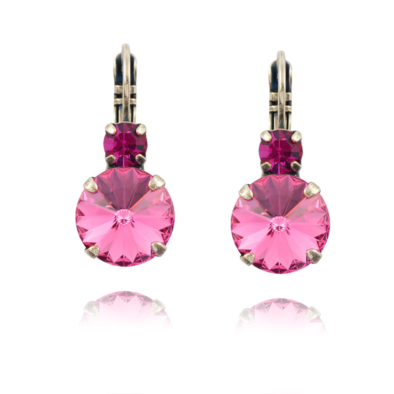 Mariana Jewelry Saba Round Drop Earrings, Silver Plated with Pink Crystal 1037R 502209
