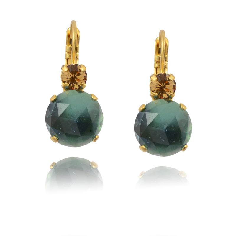 Mariana Jewelry Barbados Round Drop Earrings, Gold Plated with Green/Fawn Crystal 1037R M02246