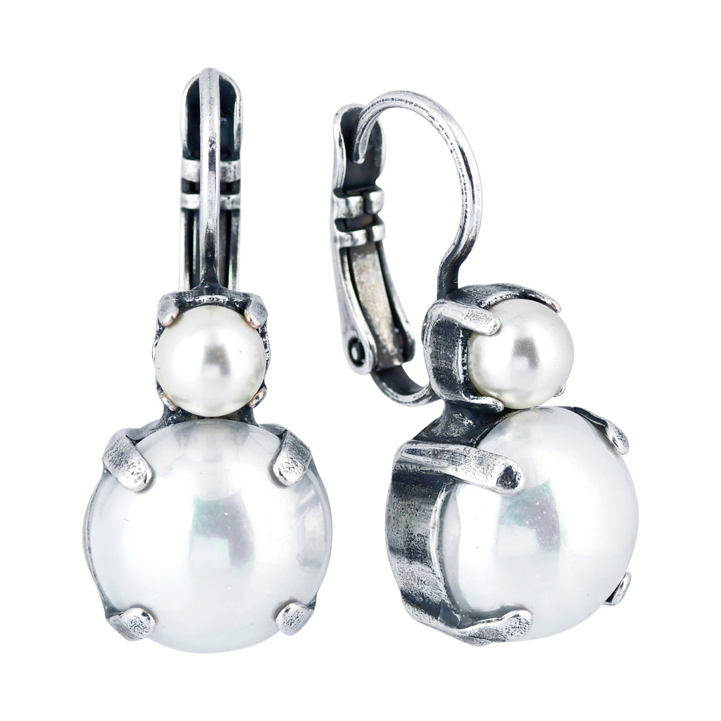Mariana Jewelry Round Drop Earrings in Pearl, Silver Plated 1037 139139