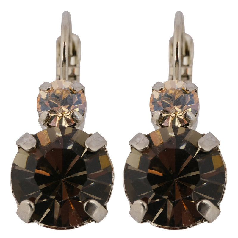 Mariana "Black Orchid" Round Drop Earrings, Rhodium Plated