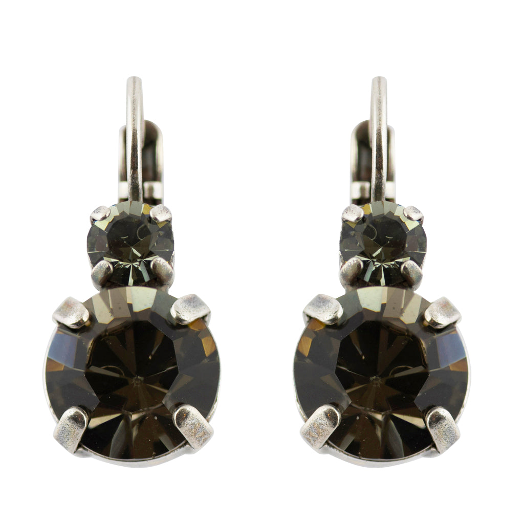 Mariana "Black Orchid" Round Drop Earrings, Silver Plated 1037
