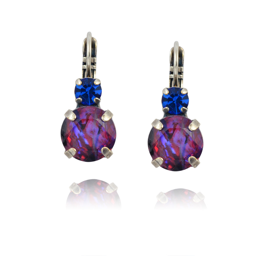 Mariana Jewelry Barbados Round Drop Earrings, Silver Plated with Blue/Purple Crystal 1037R 24360R