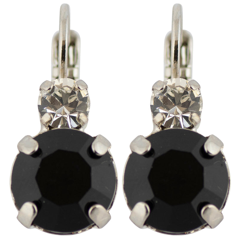 Mariana Checkmate Round Drop Earrings, Rhodium Plated