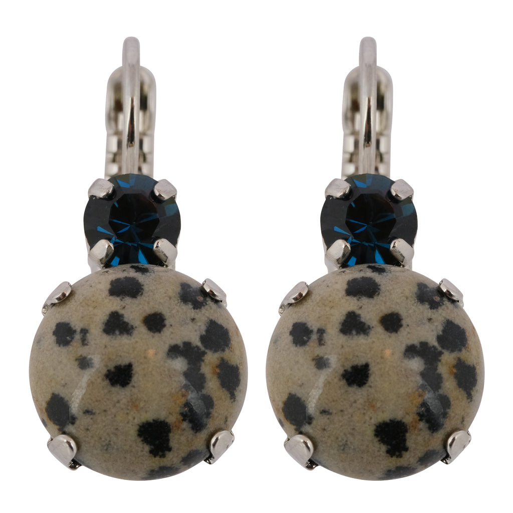Mariana "Nightfall" Round Drop Earrings, Rhodium Plated