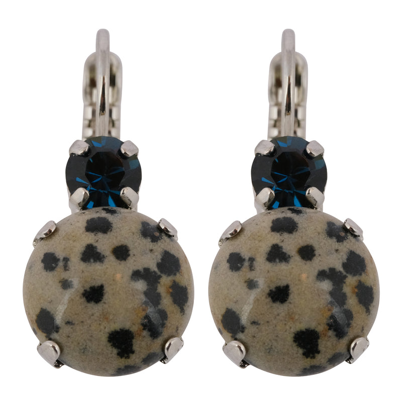 Mariana "Nightfall" Round Drop Earrings, Rhodium Plated