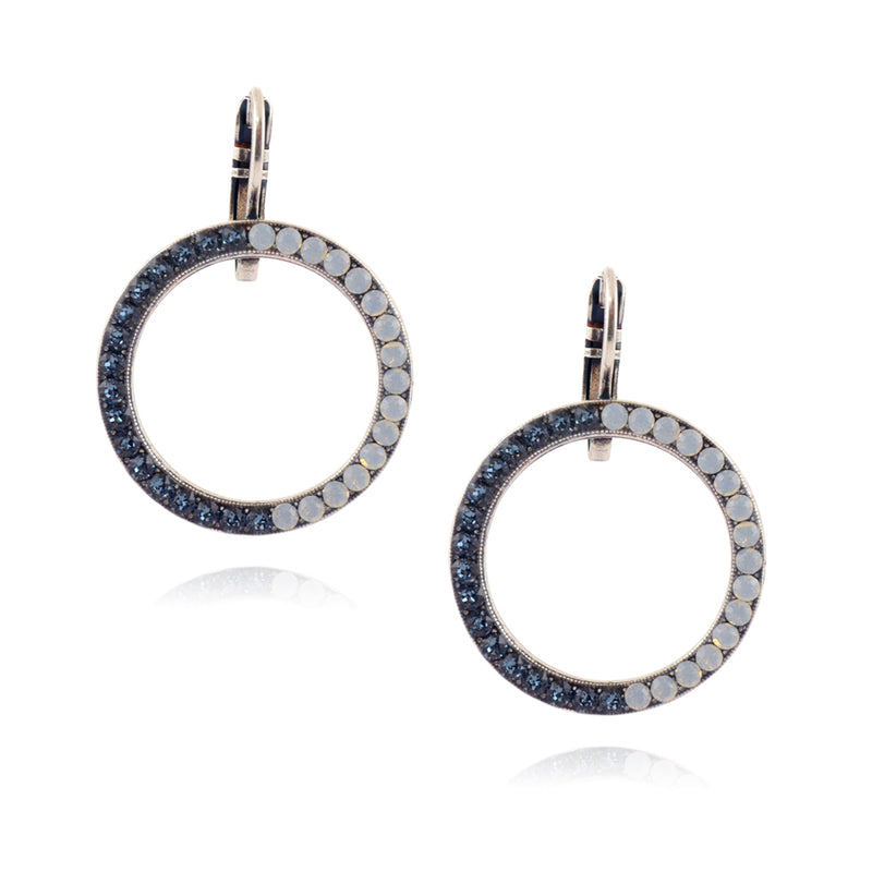 Mariana Mood Indigo Silver Plated Crystal Circle Drop Earrings