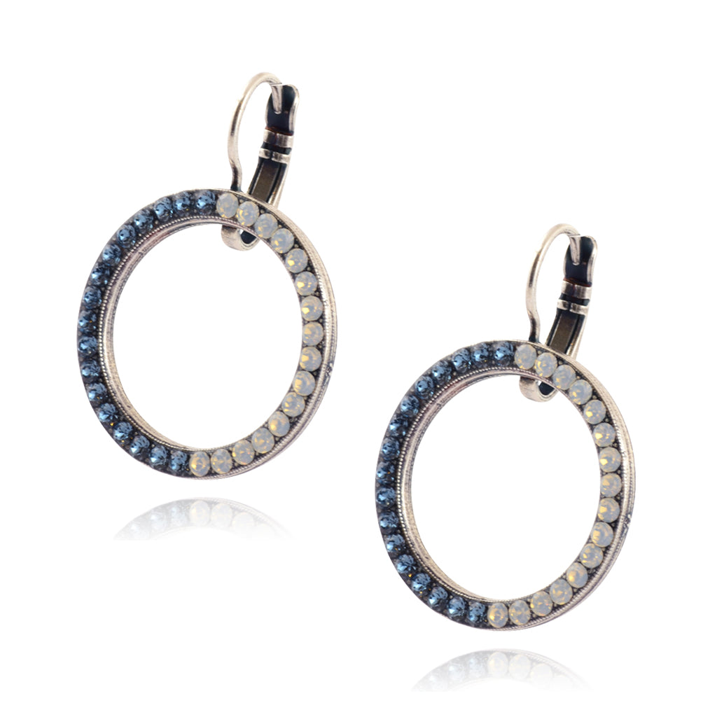Mariana Jewelry Blue Indigo Large Circle Drop Earrings, Silver Plated 1039/6 1069