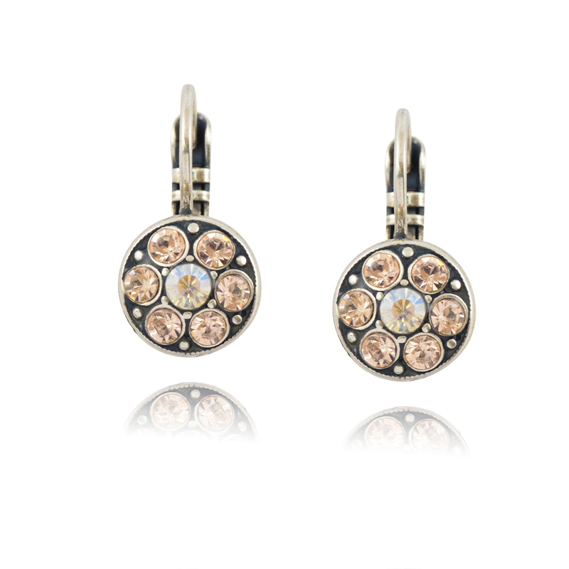 Mariana Jewelry "Barbados" Silver Plated Crystal Round Flower Drop Earrings