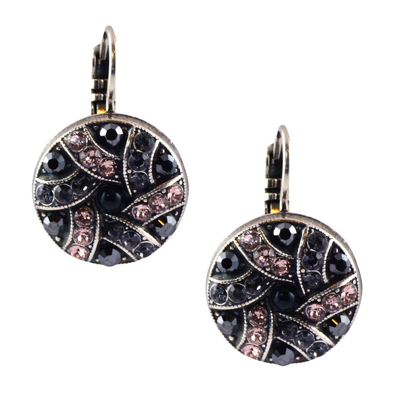 Mariana Jewelry Black Velvet Silver Plated crystal Shield Drop Earrings