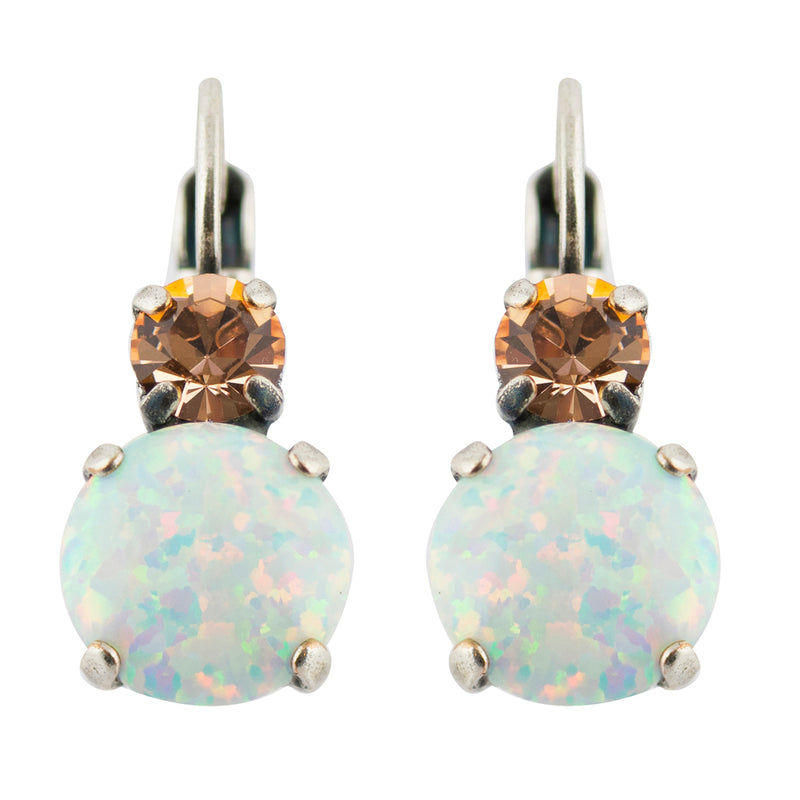 Mariana "Sweet Pea" Silver Plated Round Crystal Drop Earrings