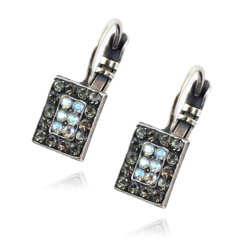 Mariana Jewelry Adeline Silver Plated Crystal Petite Rectangle Drop Earrings