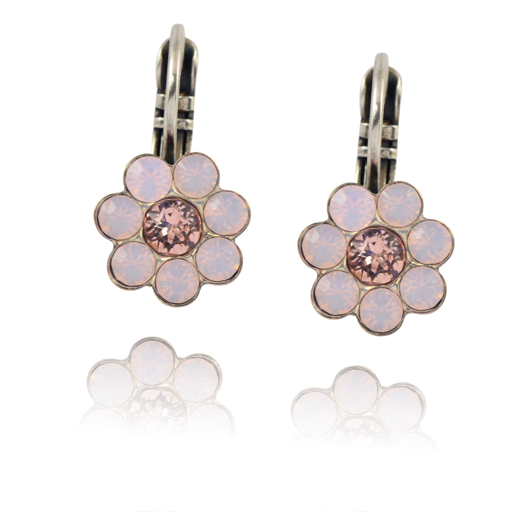 Mariana Jewelry Antigua Flower Drop Earrings, Silver Plated with Pink Crystal 1082_2 223-1