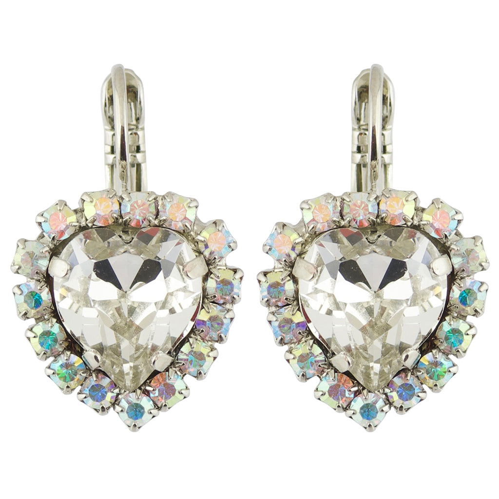 Mariana Rhodium Plated Heart Crystal Drop Earrings