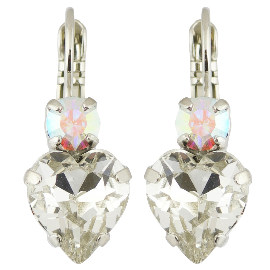Mariana Rhodium Plated Crystal Encrusted Heart Earrings 