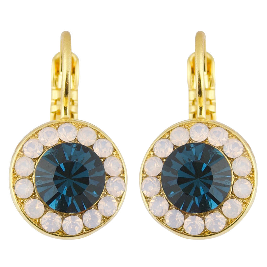 Mariana "Blue Morpho" Gold Plated Petite Circle Crystal Drop Earrings