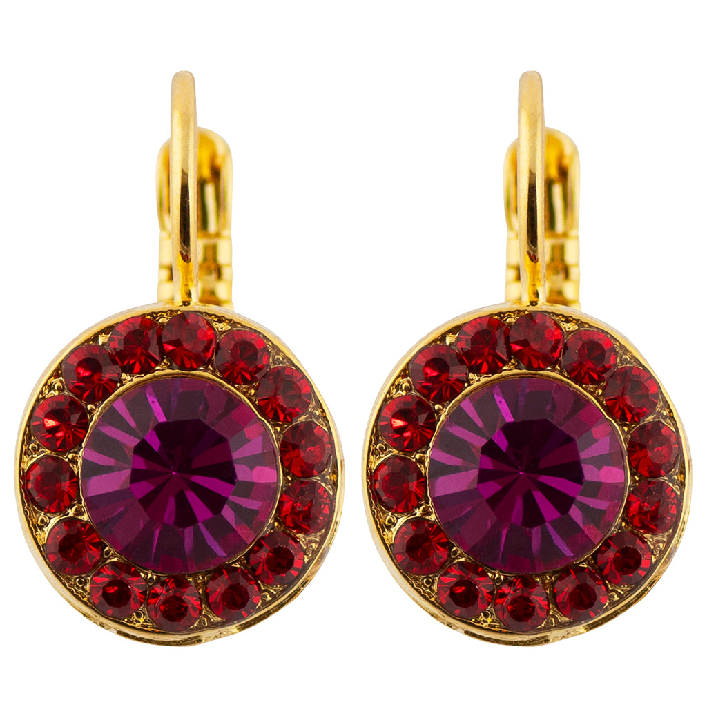 Mariana Jewelry Hibiscus Gold Plated Petite Circle Crystal Drop Earrings, Tea Time Collection