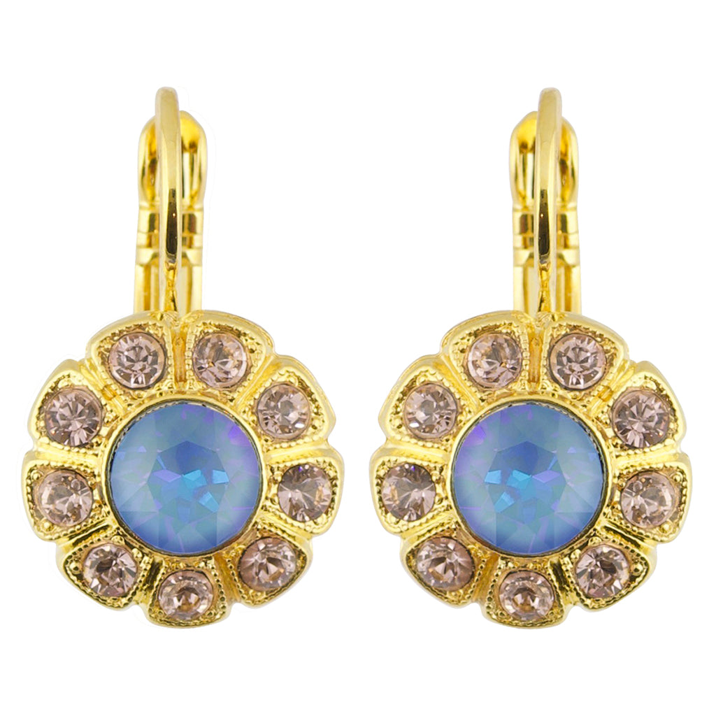 Mariana "Blue Morpho" Gold Plated Crystal Daisy Drop Earrings