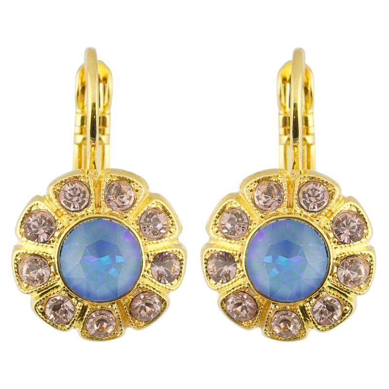 Mariana "Blue Morpho" Gold Plated Crystal Daisy Drop Earrings