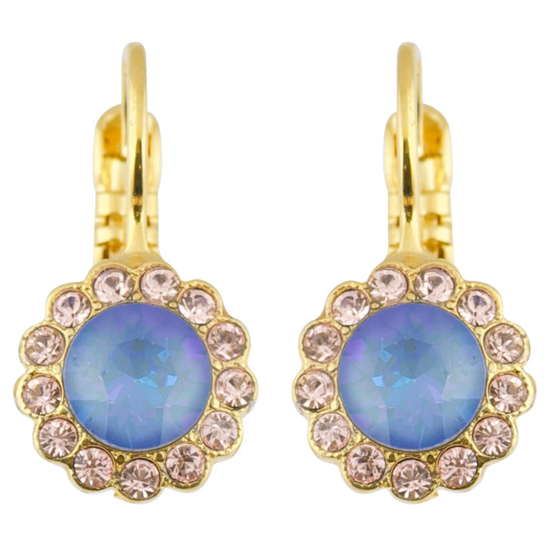 Mariana Blue Morpho Gold Plated Round Flower Drop Earrings