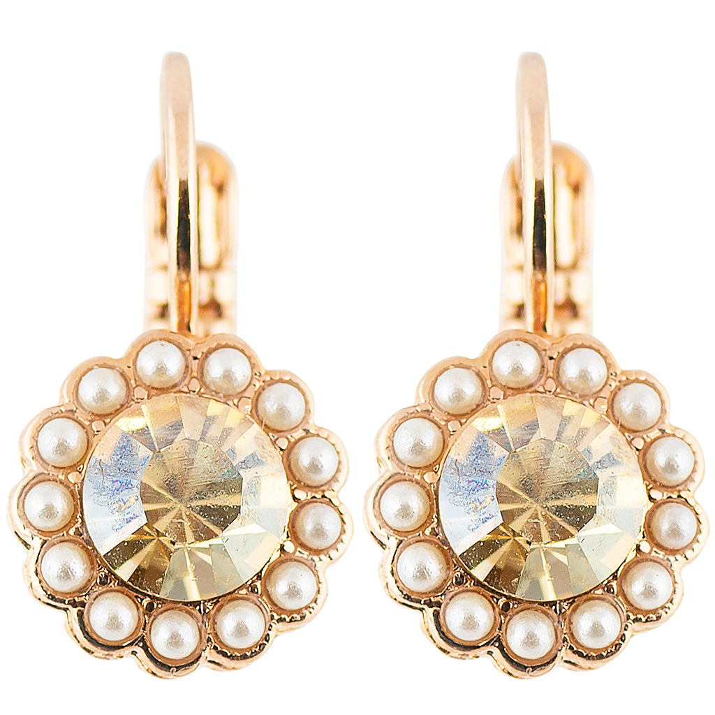 Mariana "Cookie Dough" Rose Gold Plated Round Flower Drop Earrings