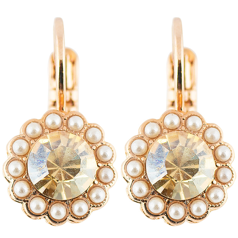 Mariana Jewelry Cookie Dough Gold Plated Round Flower Drop Earrings