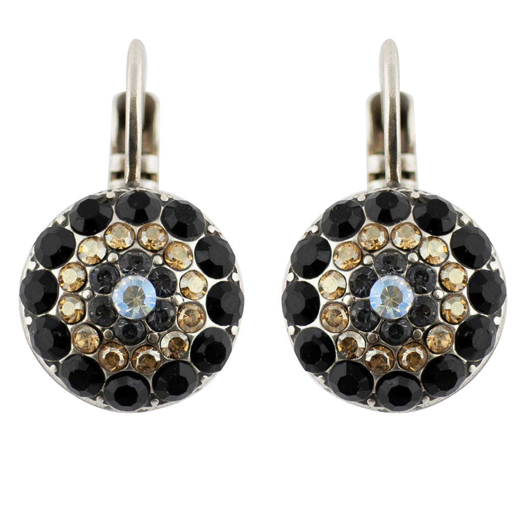 Mariana "Black Orchid" Silver Plated Circle Crystal Drop Earrings