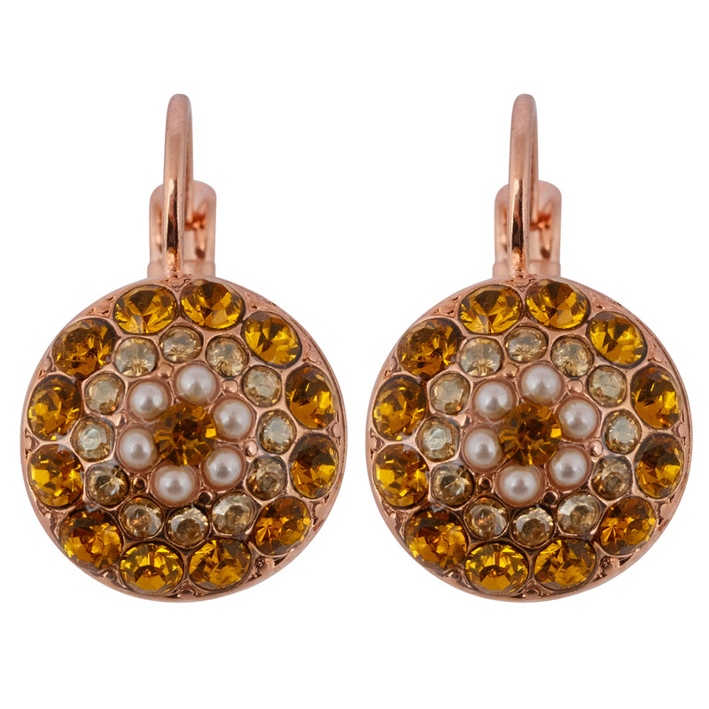 Mariana "Desert Rose" Rose Gold Plated Circle Crystal Drop Earrings
