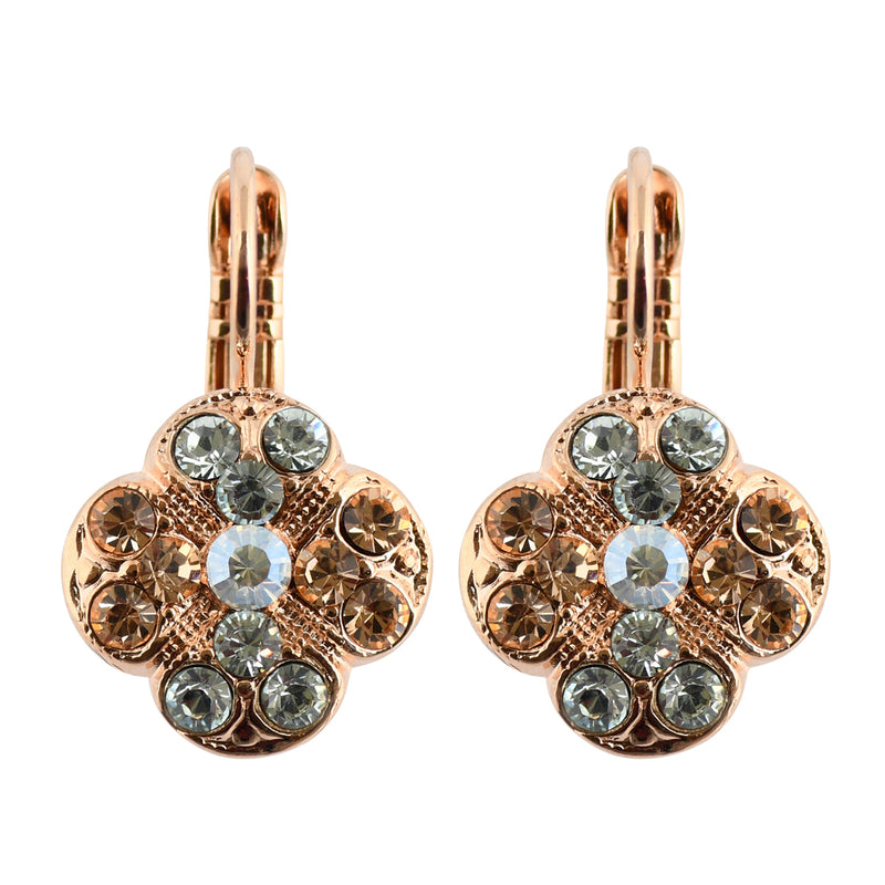 Mariana"Dancing In The Moonlight" Rose Gold Plated Crystal Clover Drop Earrings