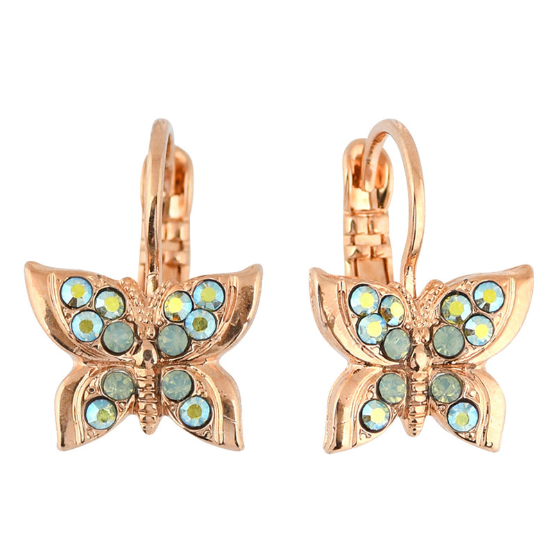 Mariana Jewelry Fern Earrings, Rose Gold Plated with crystal, Nature Collection MAR-E-1155 2143 RG6