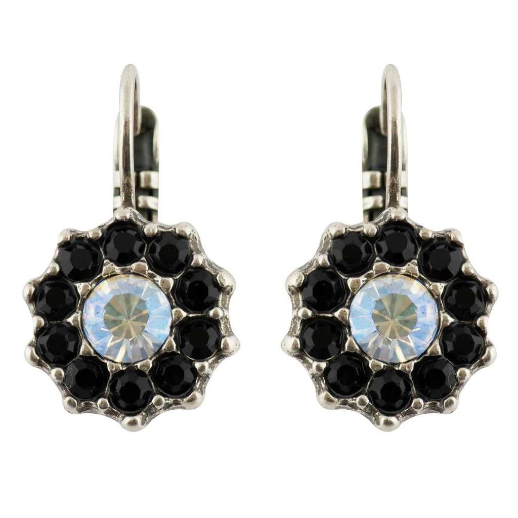 Mariana "Black Orchid" Silver Plated Crystal Flower Drop Earrings