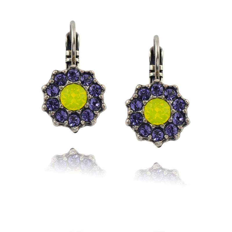 Mariana Jewelry Cuba Silver Plated Purple Crystal Flower Drop Earrings 1157 333-1