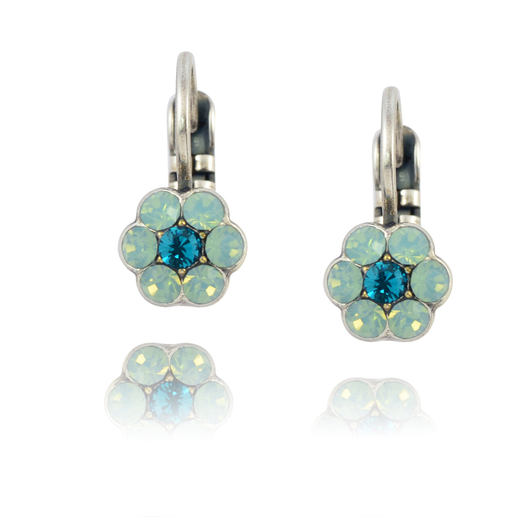 Mariana Jewelry Bahamas Silver Plated Crystal Flowerlet Drop Earrings