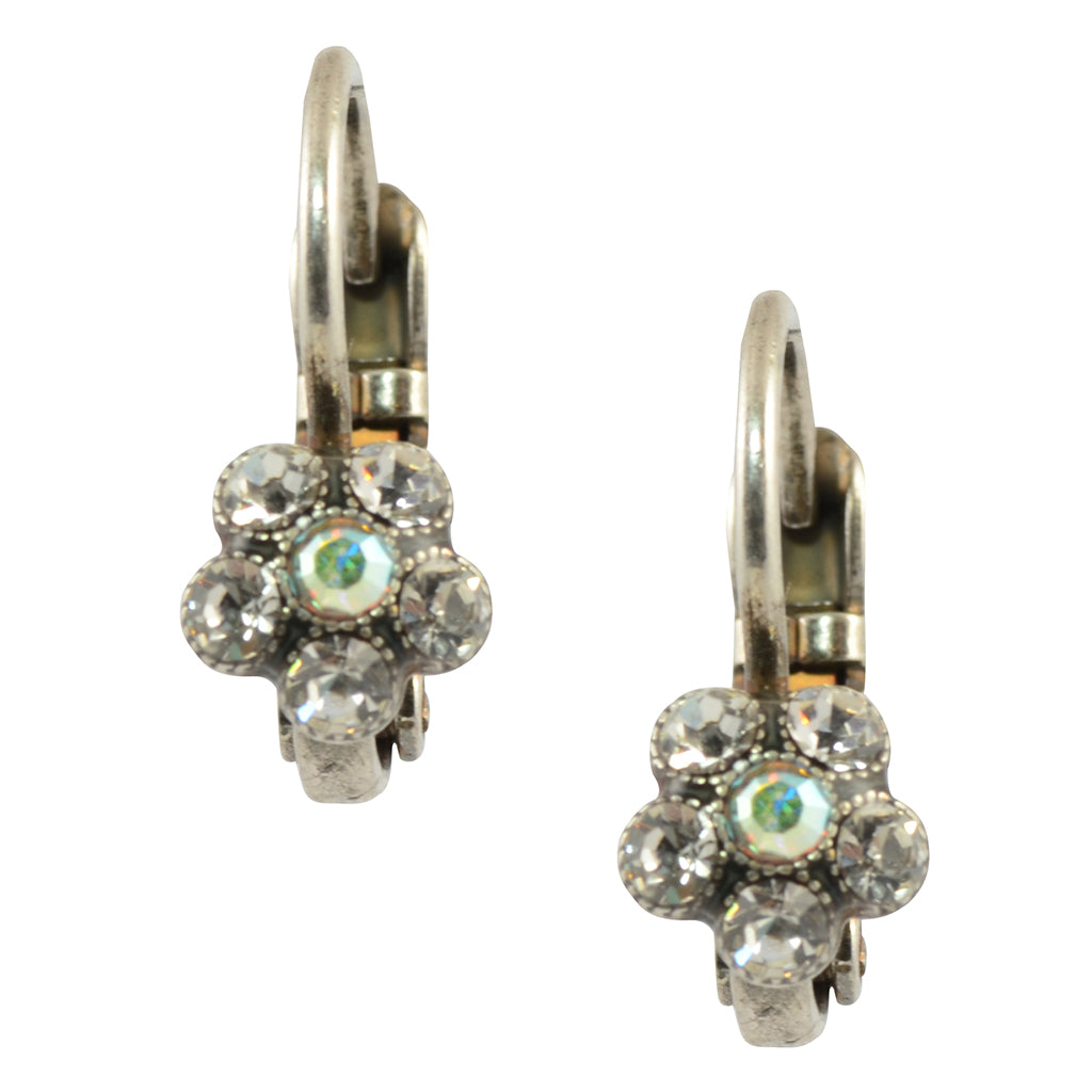 Mariana Jewelry Silver Plated Crystal Flowerlet Drop Earrings