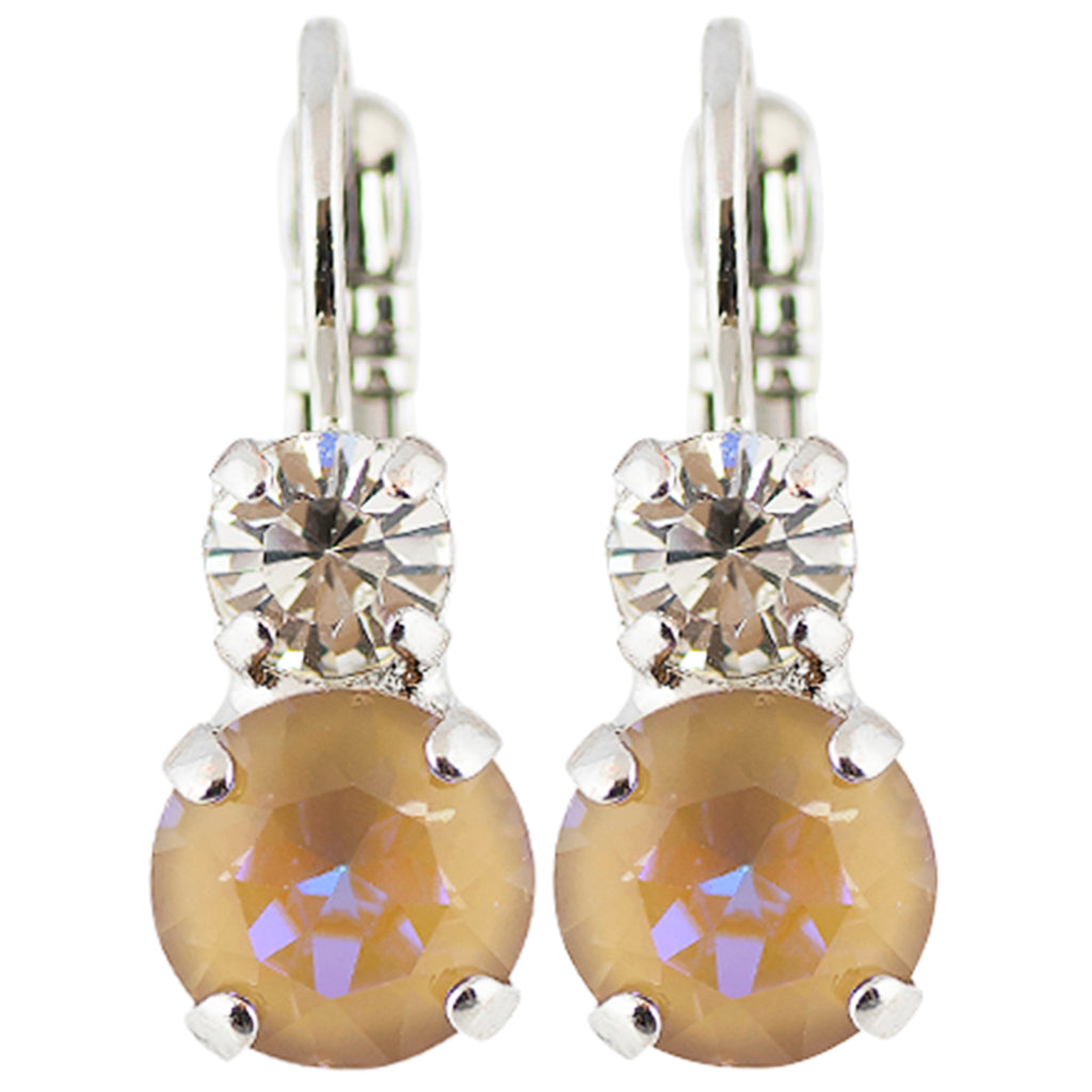 Mariana Jewelry Butter Pecan Rhodium Plated Crystal Rondelle Drop Earrings