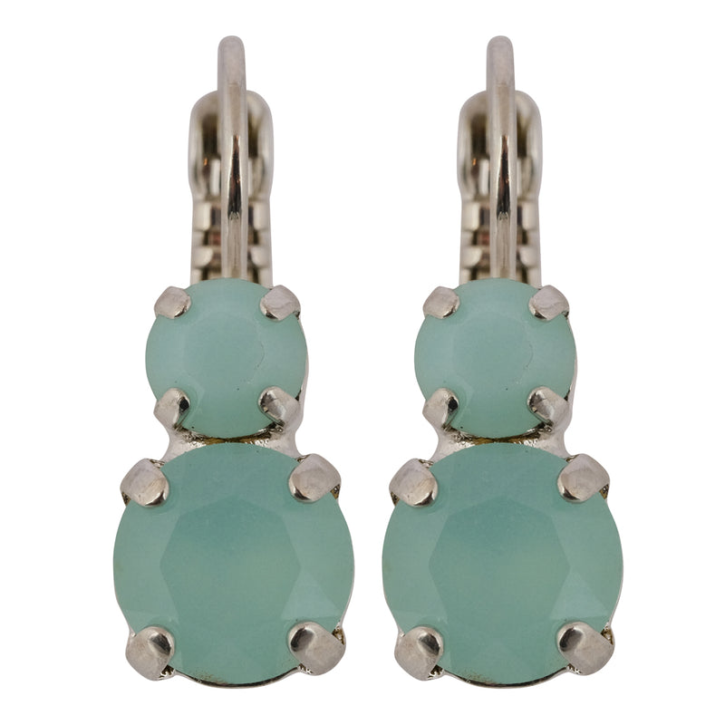 Mariana "Soft Green" Rhodium Plated Petite Round Crystal Drop Earrings