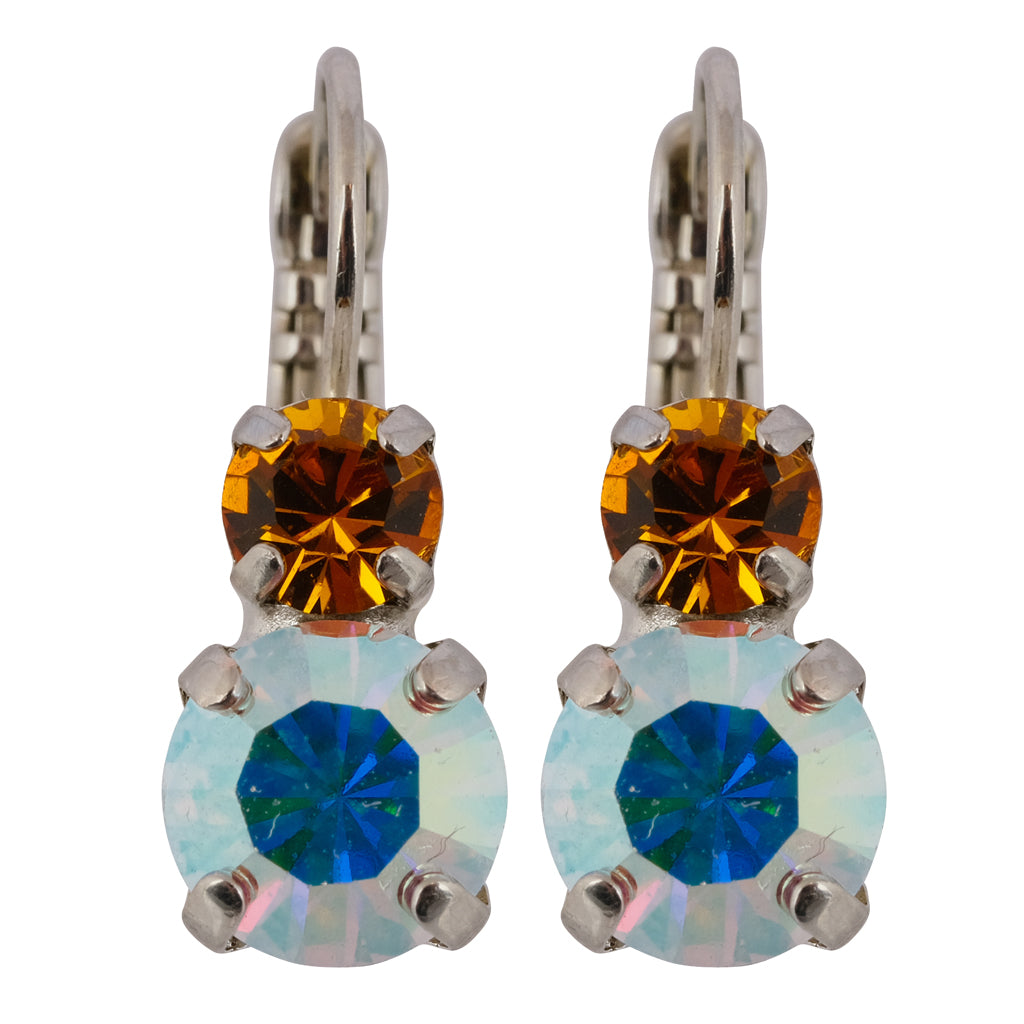 Mariana "Dawn" Rhodium Plated Petite Round Crystal Drop Earrings